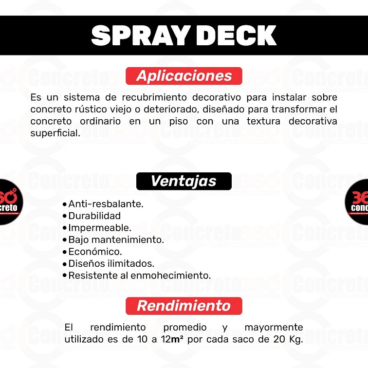 aplicaciones del piso de Spray Deck